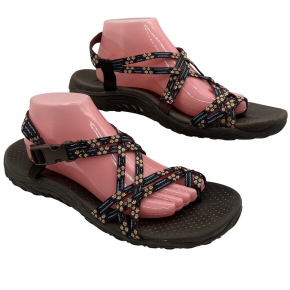 Skechers Womens10.5 Reggae Strappy Slingback Sandal Comfort Cushion Soles Hiking - Picture 2 of 12